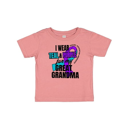 Inktastic Suicide Prevention I Wear Teal and Purple For My Great Grandma Gift Baby Boy or Baby Girl T-Shirt
Inktastic Suicide Prevention I Wear Teal and Purple For My Great Grandma Gift Baby Boy or Baby Girl T-Shirt