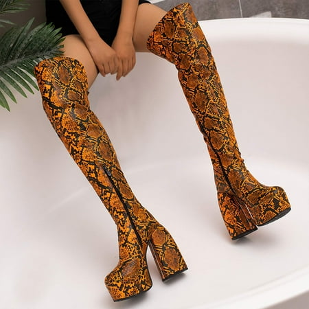 Zunfeo Women Knight Boots- Patchwork Serpentine Waterproof Platform Ultra High Heel Autumn Winter Ladies Over The Knee Boots Orange 7.5
Zunfeo Women Knight Boots- Patchwork Serpentine Waterproof Platform Ultra High Heel Autumn Winter Ladies Over The Knee Boots Orange 7.5