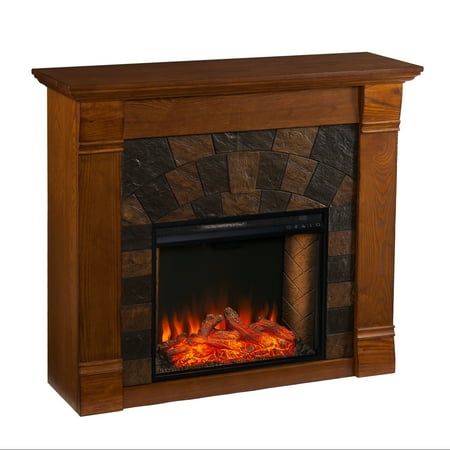 Elkmont Faux Stone Smart Electric Fireplace