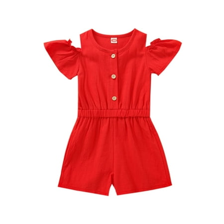 ZIYIXIN Toddler Little Girl Off The Shoulder Jumpsuits Ruffle Sleeve Short Rompers One Piece Summer Clothes Red 18-24 Months
ZIYIXIN Toddler Little Girl Off The Shoulder Jumpsuits Ruffle Sleeve Short Rompers One Piece Summer Clothes Red 18-24 Months