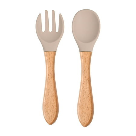 ZENTREE Baby Silicone Spoon Fork Wood Handle Solid Food Grade Toddler Utensil Tableware
ZENTREE Baby Silicone Spoon Fork Wood Handle Solid Food Grade Toddler Utensil Tableware
