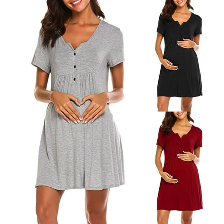 Tejiojio Maternity/Labor/Nursing Clothing Clearance Fashion O-Neck Solid Buttons Short Sleeve Pregnant Woman Dress Maternity Dress
Tejiojio Maternity/Labor/Nursing Clothing Clearance Fashion O-Neck Solid Buttons Short Sleeve Pregnant Woman Dress Maternity Dress