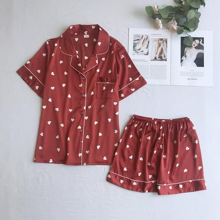 Mrat Pajama Sets Cute Short Sleeve Sleepwear Ladies Shorts Sleeve Sleepwear Short Nightwear Pant Sets Pajamas with Shorts
Mrat Pajama Sets Cute Short Sleeve Sleepwear Ladies Shorts Sleeve Sleepwear Short Nightwear Pant Sets Pajamas with Shorts