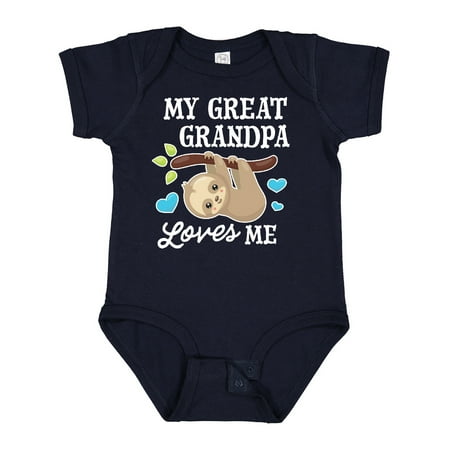 Inktastic My Great Grandpa Loves Me with Sloth and Hearts Gift Baby Boy or Baby Girl Bodysuit