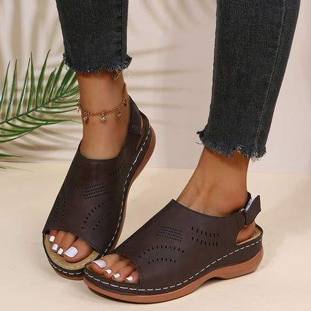 uikmnh Women Shoes Women s Casual Solid Color Cutout Round Toe Hook&Loop Vintage Wedge Sandals Brown 8.5
uikmnh Women Shoes Women s Casual Solid Color Cutout Round Toe Hook&Loop Vintage Wedge Sandals Brown 8.5