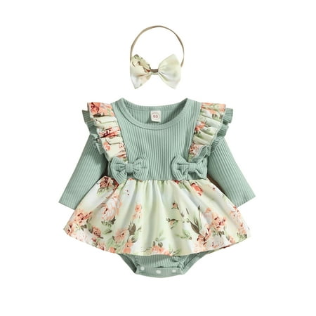 jaweiwi 2 Pieces Baby Girls Fake-two Jumpsuit Dresses Floral Print Round Neck Long Sleeve Ruffle Romper with Skirt Hem+ Headband Size 0 6 9 12 18 Months
jaweiwi 2 Pieces Baby Girls Fake-two Jumpsuit Dresses Floral Print Round Neck Long Sleeve Ruffle Romper with Skirt Hem+ Headband Size 0 6 9 12 18 Months