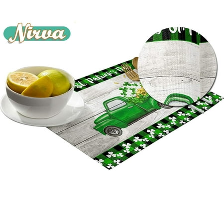 Table Mats Non-Slip Washable Green Buffalo Truck Shamrock Coins Placemat for Holiday Banquet Dining Kitchen Table Decor
Table Mats Non-Slip Washable Green Buffalo Truck Shamrock Coins Placemat for Holiday Banquet Dining Kitchen Table Decor