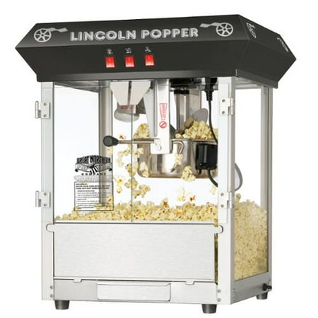 Great Northern Black 8oz Antique Countertop Lincoln Popcorn Popper Machine