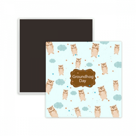 Canada and US Flavor Groundhog Day Square Ceracs Fridge Magnet Keepsake Memento