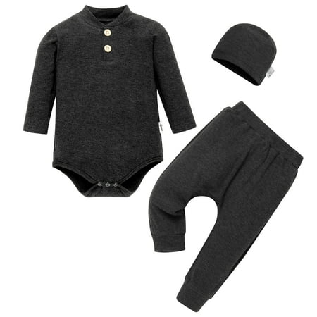 SYNPOS Newborn Baby Boy Clothes Ribbed Knitted Cotton Long Sleeve Romper Pants Hat 3PC Fall Winter Outfits 0-12 Months
SYNPOS Newborn Baby Boy Clothes Ribbed Knitted Cotton Long Sleeve Romper Pants Hat 3PC Fall Winter Outfits 0-12 Months