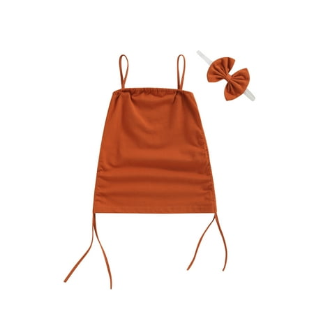 Nokpsedcb Kids Baby Girls Summer Dress Sleeveless Solid Color Dress Spaghetti Strap Drawstring Dress with Headband Caramel 2-3 Years
Nokpsedcb Kids Baby Girls Summer Dress Sleeveless Solid Color Dress Spaghetti Strap Drawstring Dress with Headband Caramel 2-3 Years