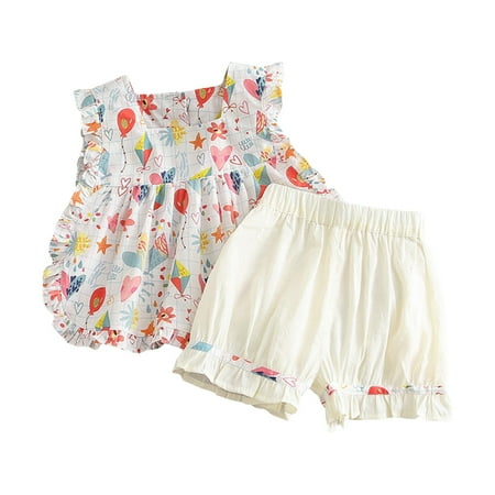 Toddler Baby Girls Climbing Clothes Summer Cute Cartoon Pattern Ruffle Sleeveless Tank Tops And Solid Ruffle Shorts Set For 3-4 Years
Toddler Baby Girls Climbing Clothes Summer Cute Cartoon Pattern Ruffle Sleeveless Tank Tops And Solid Ruffle Shorts Set For 3-4 Years