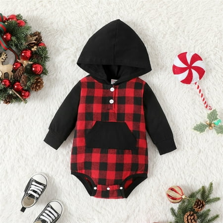 NIUREDLTD Baby Boys Girls Long Sleeve Plaid Patchwork Hooded Romper Bodysuit Clothes
NIUREDLTD Baby Boys Girls Long Sleeve Plaid Patchwork Hooded Romper Bodysuit Clothes