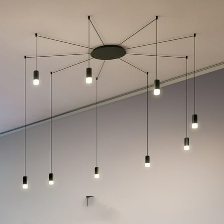 Toyella Designer Restaurant Dining Table And Bar Counter Long Line Chandelier 9head 3meters 9hook warm light 220V US