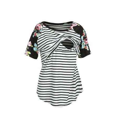 Women Pregnant Maternity Nursing T Shirts Breastfeeding Short Sleeve Shirt Tee Tops