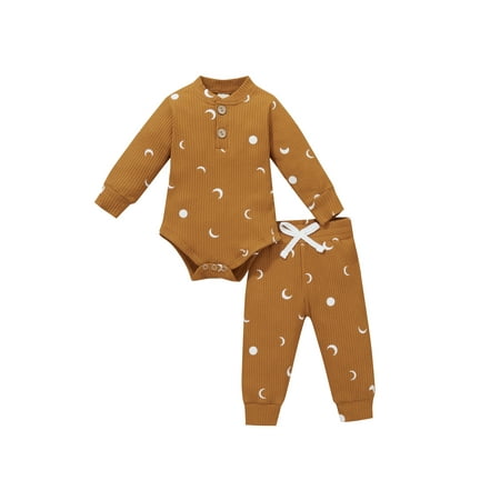 Bagilaanoe 2pcs Newborn Baby Girl Boy Long Pants Set Moon Print Long Sleeve Romper Tops + Trousers 3M 6M 9M 12M 18M Infant Fall Ribbed Outfits
Bagilaanoe 2pcs Newborn Baby Girl Boy Long Pants Set Moon Print Long Sleeve Romper Tops + Trousers 3M 6M 9M 12M 18M Infant Fall Ribbed Outfits