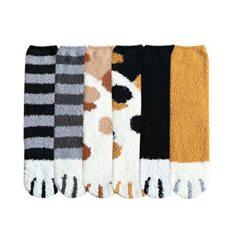6 pair Coral Fleece Socks Women s Winter Cute Animal Warm Sleeping Socks Thick Fuzzy Floor Socks