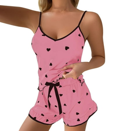 Simu Silk Pajamas for Women Women s Ice Silk Shredded Milk Suspender Home Clothes Set Soft Love Printed Pajama Set
Simu Silk Pajamas for Women Women s Ice Silk Shredded Milk Suspender Home Clothes Set Soft Love Printed Pajama Set
