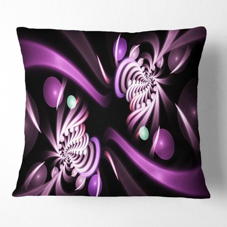 DESIGN ART Designart 'Purple on Black 3D Surreal Art' Floral Throw Pillow