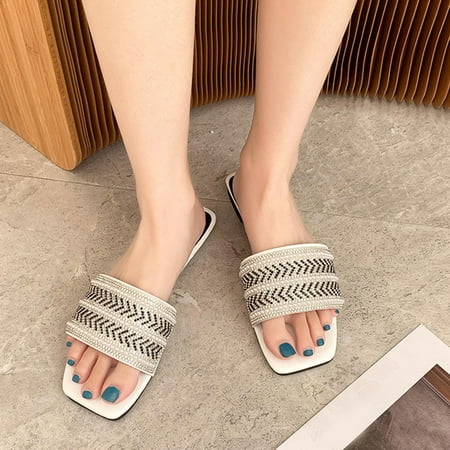 Lydiaunistar Women s Slippers Clearance Women s Flat-heeled Square Head Sandals Wear One-line Slippers Breathable Shoes White 9
Lydiaunistar Women s Slippers Clearance Women s Flat-heeled Square Head Sandals Wear One-line Slippers Breathable Shoes White 9
