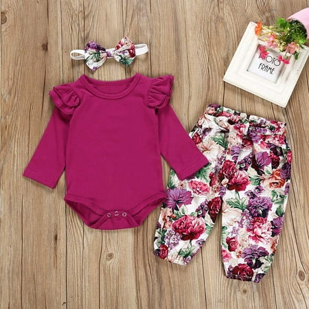 Fidelma Girls Outfits&Set Infant Baby Girls Ruched Romper Jumpsuit Floral Print Pants Headband Outfits Set Hot Pink-70
Fidelma Girls Outfits&Set Infant Baby Girls Ruched Romper Jumpsuit Floral Print Pants Headband Outfits Set Hot Pink-70