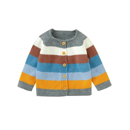 Canrulo Newborn Infant Baby Boys Girls Knitted Cardigan Rainbow Long Sleeve Single-Breasted Tops Gray 12-18 Months
Canrulo Newborn Infant Baby Boys Girls Knitted Cardigan Rainbow Long Sleeve Single-Breasted Tops Gray 12-18 Months
