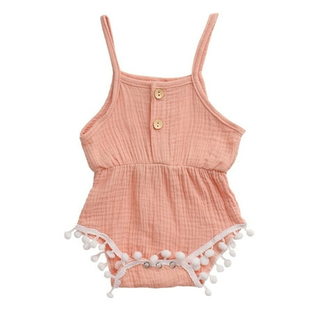 Baby Girls Button Romper Summer Infant Sweet Style Plush Ball Decoration Sleeveless Suspender Jumpsuit Clothing for Travel Vacation
Baby Girls Button Romper Summer Infant Sweet Style Plush Ball Decoration Sleeveless Suspender Jumpsuit Clothing for Travel Vacation