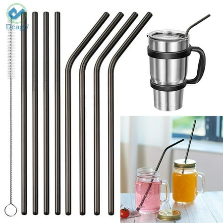 Deago Set of 8 Stainless Steel Straws Ultra Long 8.5 Inch Drinking Metal Straws For Coffee Juice Cold Beverage (4 Straight|4 Bent|1 Brushes|Black)
Deago Set of 8 Stainless Steel Straws Ultra Long 8.5 Inch Drinking Metal Straws For Coffee Juice Cold Beverage (4 Straight|4 Bent|1 Brushes|Black)