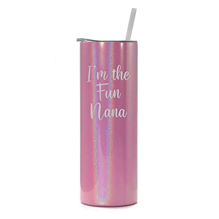 20 oz Skinny Tall Tumbler Stainless Steel Vacuum Insulated Travel Mug Cup With Straw I m The Fun Nana (Pink Iridescent Glitter)
20 oz Skinny Tall Tumbler Stainless Steel Vacuum Insulated Travel Mug Cup With Straw I m The Fun Nana (Pink Iridescent Glitter)