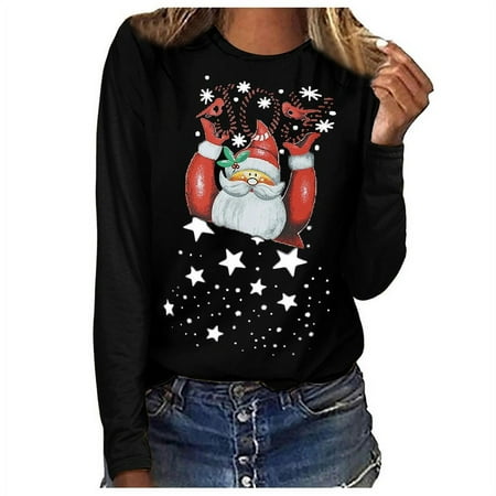 jsaierl Women s Christmas Shirts Long Sleeve Santa Print Top Casual Crewneck Sweatshirt Tunic Pullover Christmas Gifts for Women
jsaierl Women s Christmas Shirts Long Sleeve Santa Print Top Casual Crewneck Sweatshirt Tunic Pullover Christmas Gifts for Women