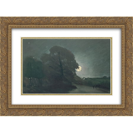 John Constable 2x Matted 24x18 Gold Ornate Framed Art Print 'The edge of a Heath by moonlight'