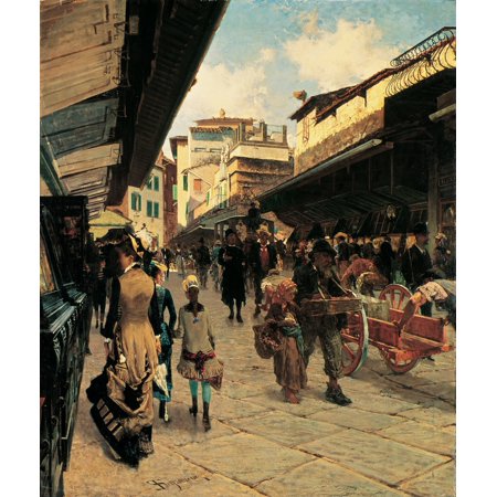 Signorini Telemaco Ponte Vecchio Florence 1879 19Th Century Oil On Canvas Italy Lombardy Milan Private Collection Everett CollectionMondadori Portfolio Poster Print