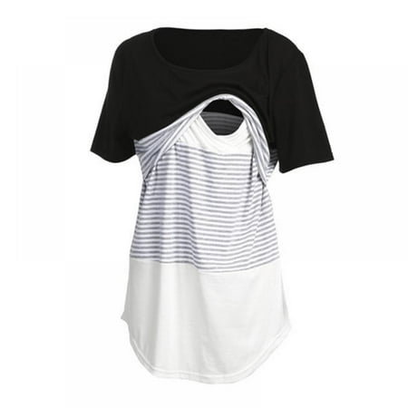 Womens Breastfeeding T-shirt Striped Splice Nursing Tops Short Sleeve Crew Neck Maternity Tee Shirts Pregnancy Blouse Nursing Tshirt
Womens Breastfeeding T-shirt Striped Splice Nursing Tops Short Sleeve Crew Neck Maternity Tee Shirts Pregnancy Blouse Nursing Tshirt