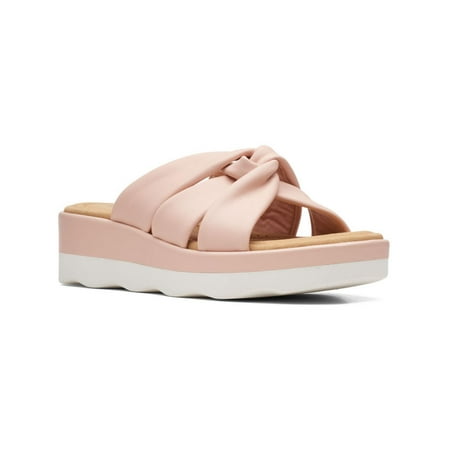 Clarks Womens Clara Charm Faux Leather Cushioned Footbed Wedge Sandals
