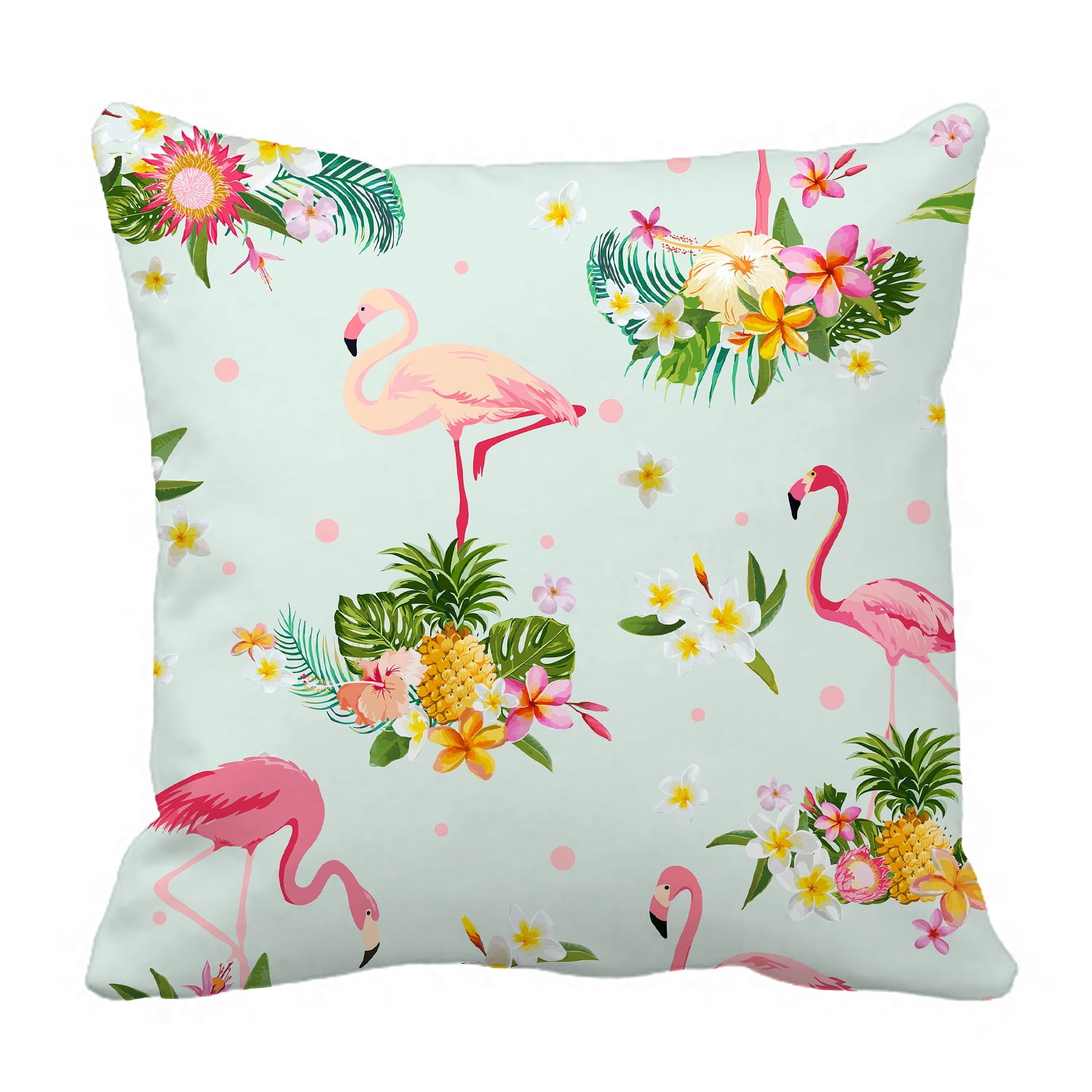 Ykcg Flamingo Bird Palm Leaves Tropical Flower Pineapples Pillowcase