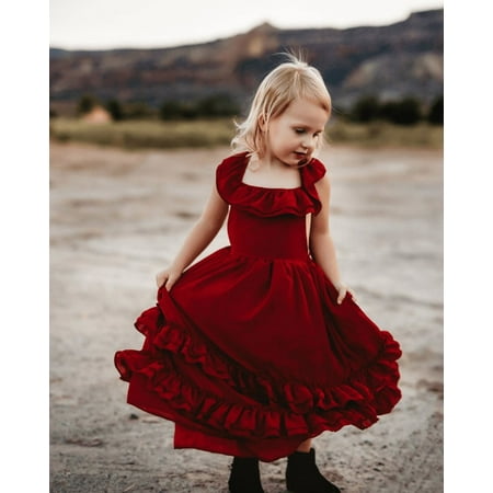 Nellie Ruffle Maxi Dress - Wine
