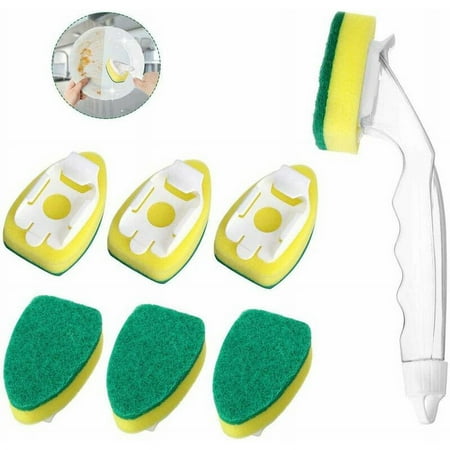 1 Dish Wand and 7 Replacement Heads for Kitchen Sink Cleaning Brush