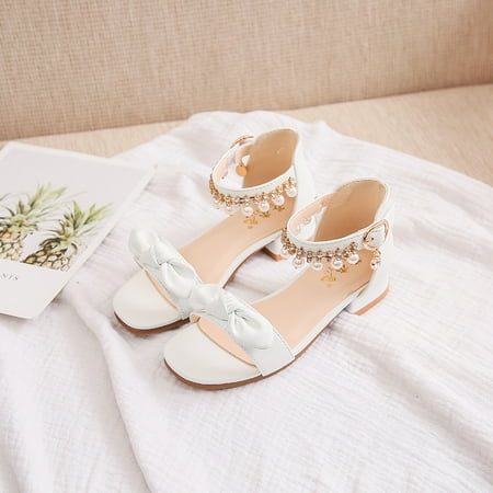 Toyella Older kids Soft Sole Open-toed Sandals With Bow White 29
