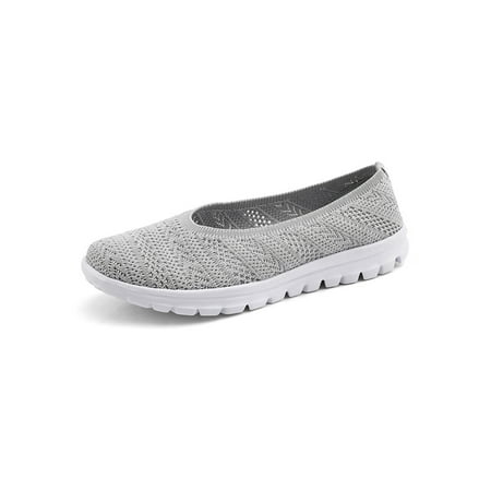 

Eloshman Women Casual Shoes Comfort Sneakers Non-Slip Flats Work Breathable Slip On Walking Shoe Lightweight Loafers Gray 5