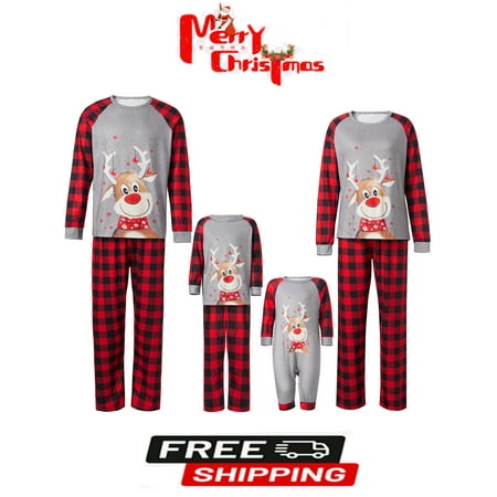 Sunisery Family Matching Christmas Pajamas Baby Romper/Cartoon Elk Print Long Sleeve Tops + Plaid Long Pants Sleepwear Set
Sunisery Family Matching Christmas Pajamas Baby Romper/Cartoon Elk Print Long Sleeve Tops + Plaid Long Pants Sleepwear Set