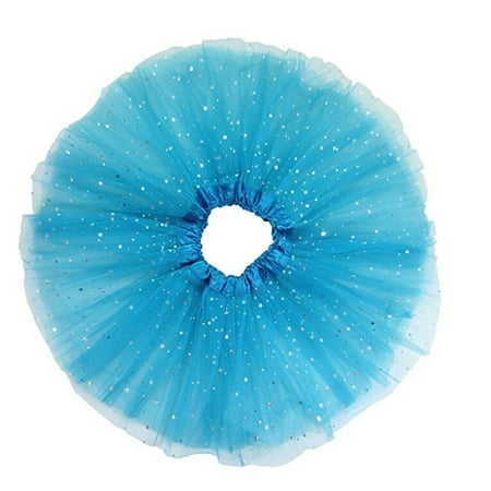 Girl’s Tutu Glitter Ballet Tulle Skirt (Deep Blue)