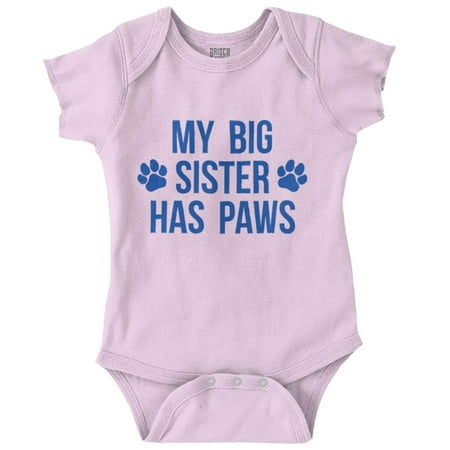 My Big Sister Has Paws Romper Boys or Girls Infant Baby Brisco Brands 18M