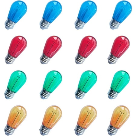 S14 Colored String Light Bulbs 2W Plastic LED Replacement Bulbs for Outdoor Patio String Lights with E26 Base Pack of 16
S14 Colored String Light Bulbs 2W Plastic LED Replacement Bulbs for Outdoor Patio String Lights with E26 Base Pack of 16