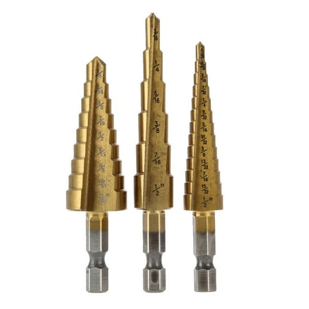 3pcs Steel Large Step Cone mini drill Titanium Metal Bit cut Tools Set Hole