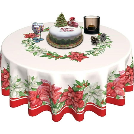 Christmas Round Tablecloth 60 Inch Poinsettia Holly Red and White Xmas Tablecloth Waterproof Table Cloth Washable Table Cover for Kitchen Dining Room
Christmas Round Tablecloth 60 Inch Poinsettia Holly Red and White Xmas Tablecloth Waterproof Table Cloth Washable Table Cover for Kitchen Dining Room