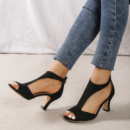 Women‘s Peep Toe T-strap High Heels Chunky Heel Back Zipper Sandals Fashion Black Shoes
Women‘s Peep Toe T-strap High Heels Chunky Heel Back Zipper Sandals Fashion Black Shoes