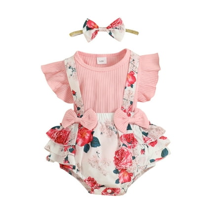Baby Girls Shorts Set Fly Sleeve T-shirt with Flower Print Suspender Shorts and Headband
Baby Girls Shorts Set Fly Sleeve T-shirt with Flower Print Suspender Shorts and Headband
