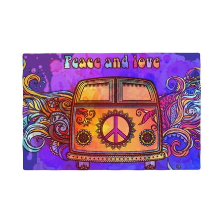 Table Placemats Set of 4 - Peace and Love 12x18 In Faux Linen Double Heat Resistant Place Mats Cloth Indoor/Outdoor Placemats Washable Table Mats for Dining Kitchen Party 
Table Placemats Set of 4 - Peace and Love 12x18 In Faux Linen Double Heat Resistant Place Mats Cloth Indoor/Outdoor Placemats Washable Table Mats for Dining Kitchen Party