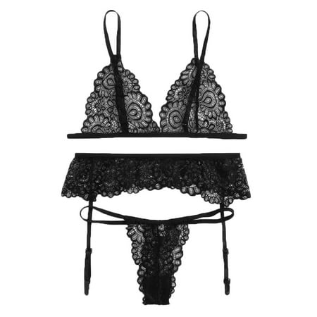 Gaiseeis 3PC Sexy Women Plus Size Lace V-Neck Bra G-String Lingerie Set Underwear S-2XL Black L
Gaiseeis 3PC Sexy Women Plus Size Lace V-Neck Bra G-String Lingerie Set Underwear S-2XL Black L