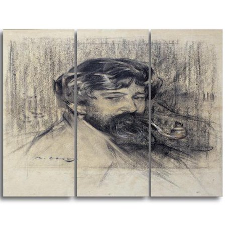 DESIGN ART 'Ramon Casas - Portrait of Santiago Rusinol' Canvas Art Print - 28Wx36H Inches - 3 Panels
